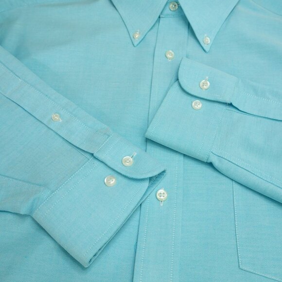 Stafford Essentials Oxford Shirt Aqua Blue Regular Fit 17 34/35 Cotton‎ Blend - Picture 6 of 7